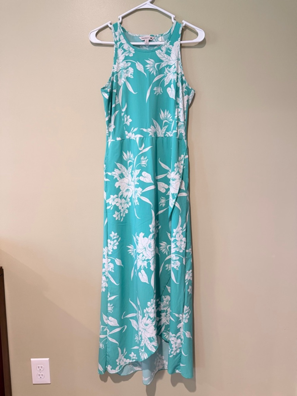 Anchor Blue Floral Maxi Dress in Aqua and White